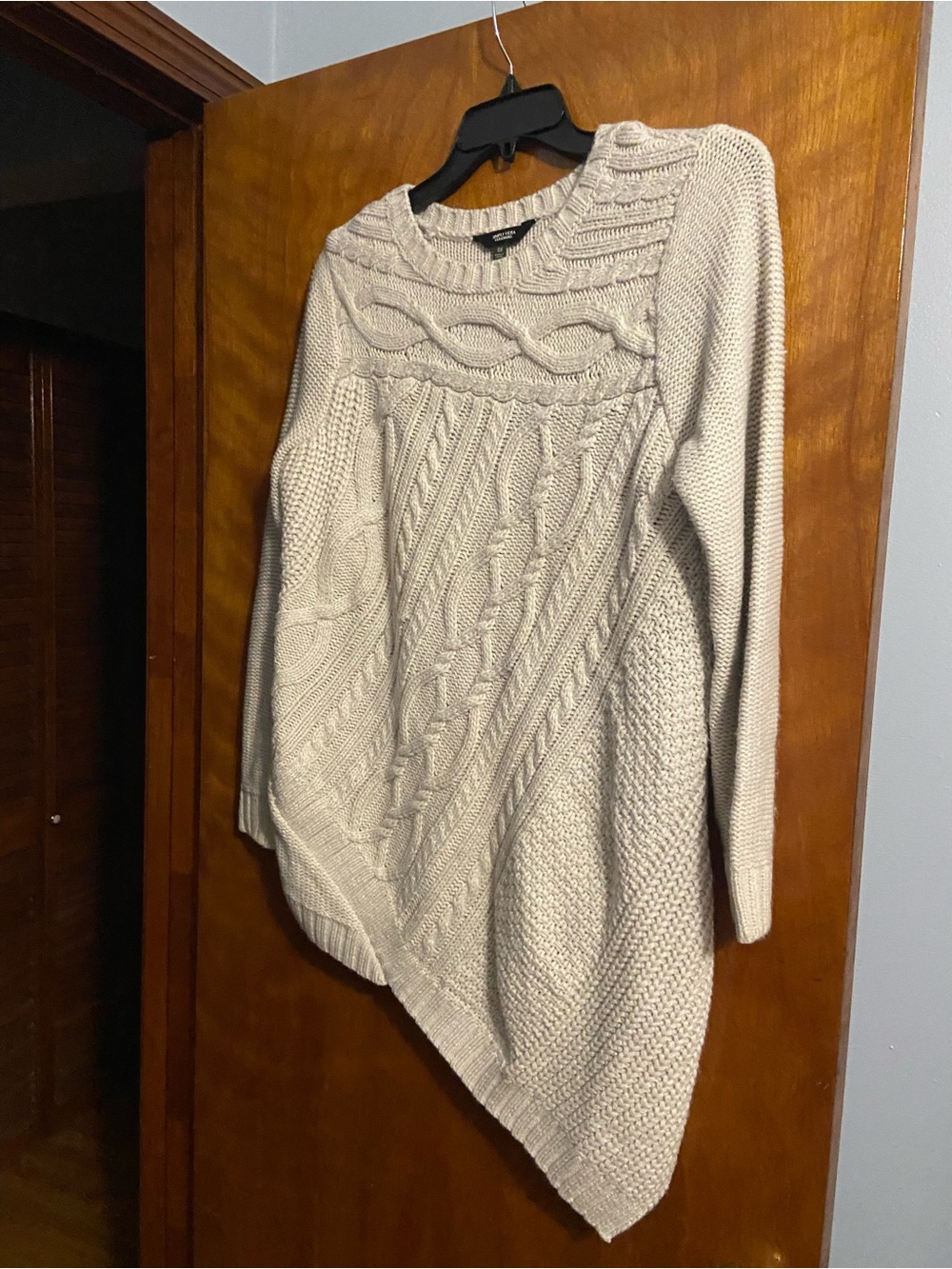 Simply Vera Vera Wang Cream Cable Knit Asymmetrical Sweater
